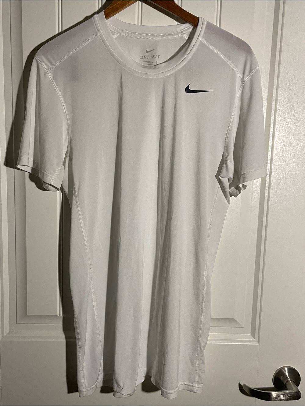Nike Dri Fit Fitted Short Sleeve Shirt White Small